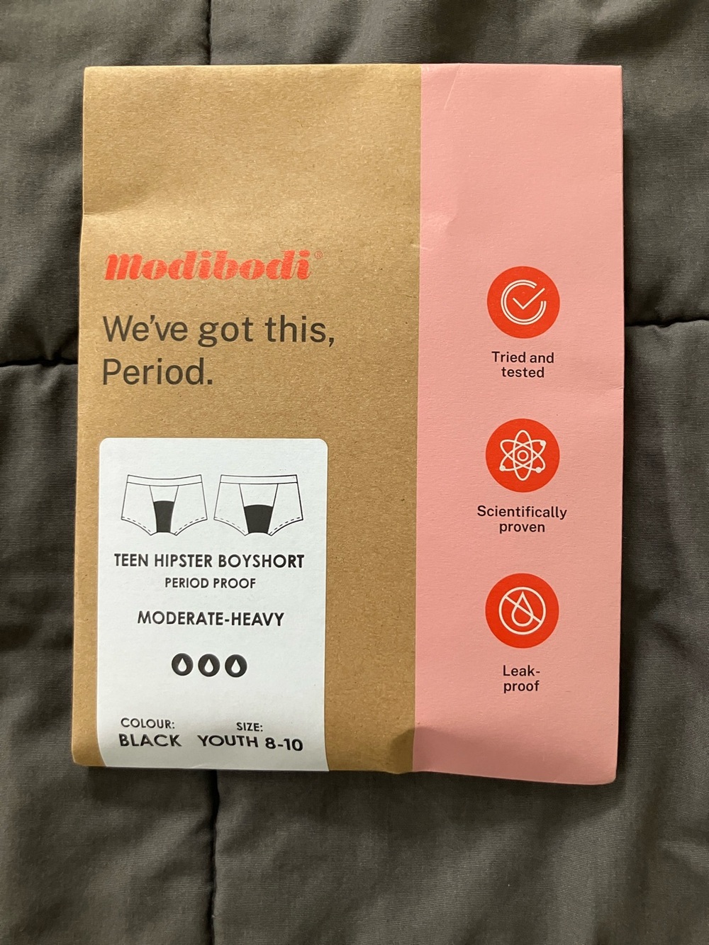 ModiBodi teen hipster boyshort youth 8-10 NWT